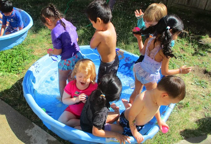 Children playing and doing fun and fit activities